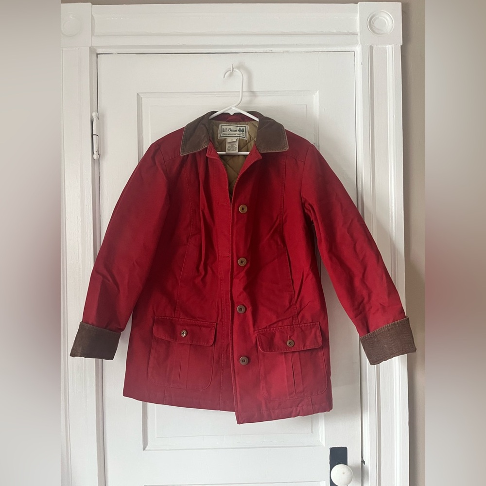 LL Bean Red Lined Barn Jacket
